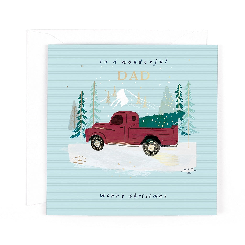 Alpine Christmas Dad Pickup Truck Card