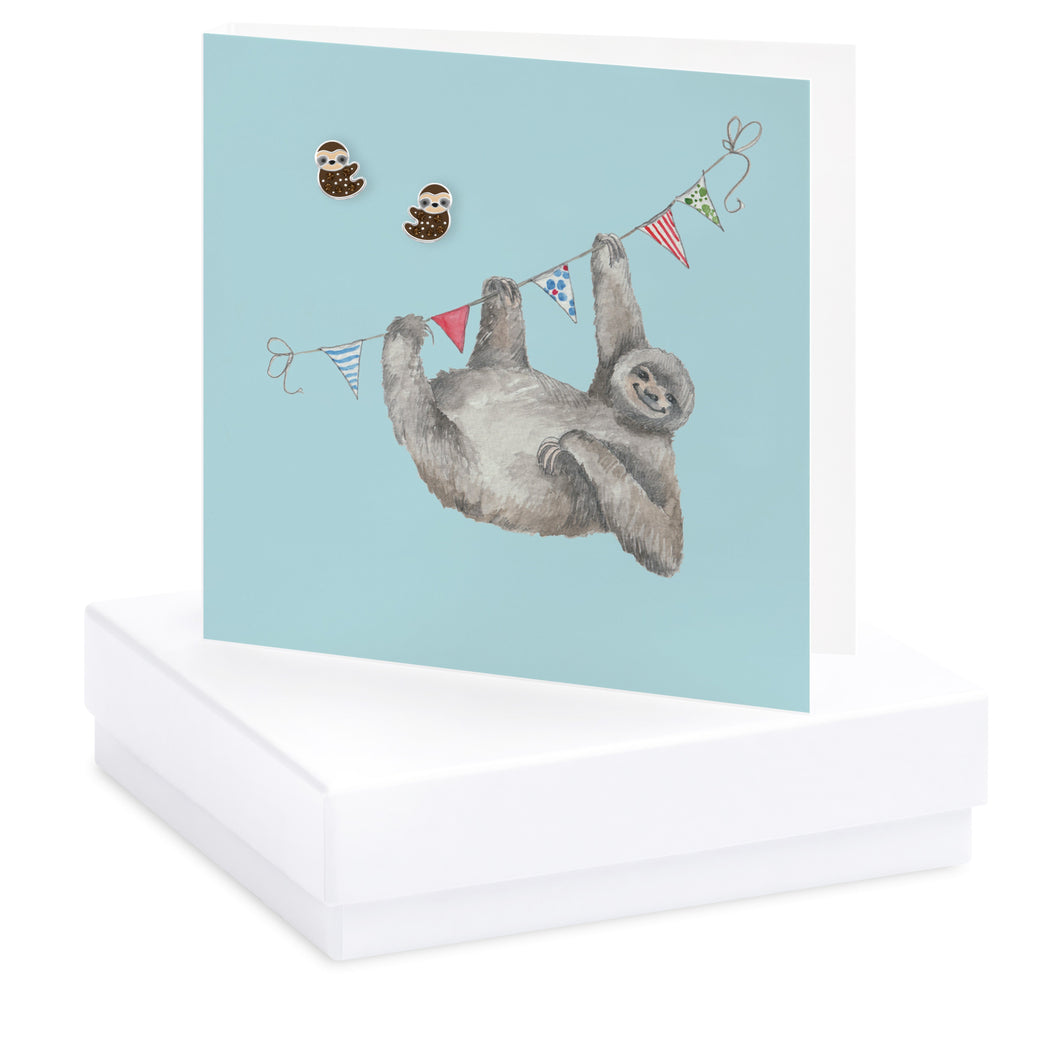 Animals Earrings & Card Box Sloth