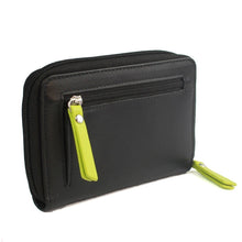 Load image into Gallery viewer, Athena Leather Purse Black &amp; Lime
