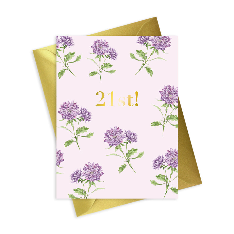 Bright Blooms 21st Birthday Card
