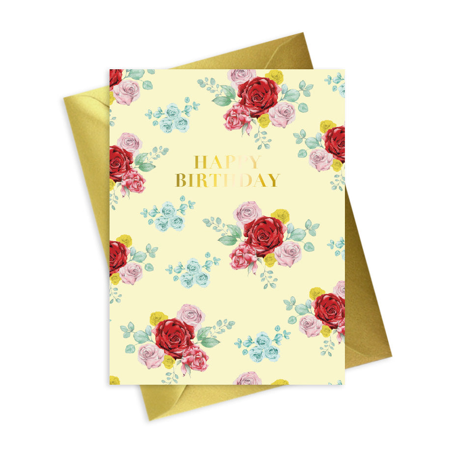 Bright Blooms Happy Birthday Yellow Card