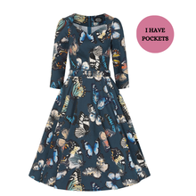 Load image into Gallery viewer, Bambi Teal Butterfly Swing Dress
