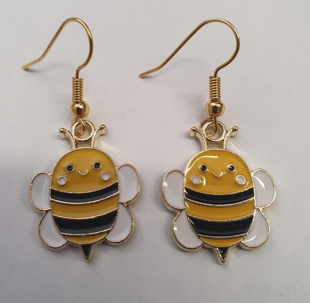 Enamel Bee Drop Earrings