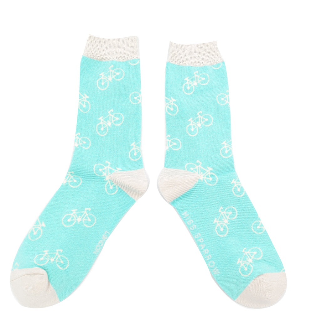 Bamboo Socks Bicycles Turquoise