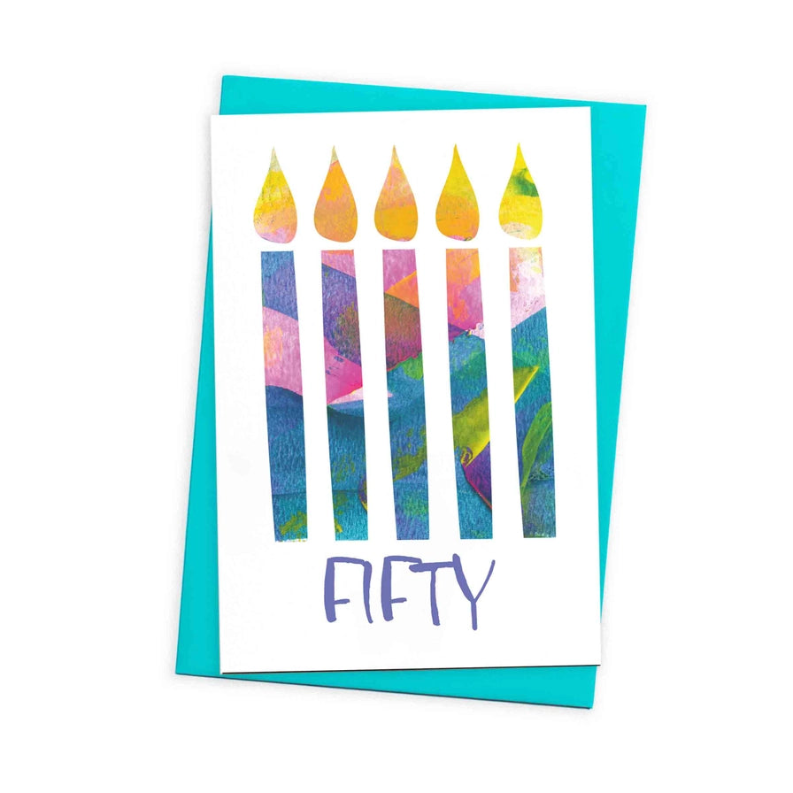 Big Candles 50th Birthday Card