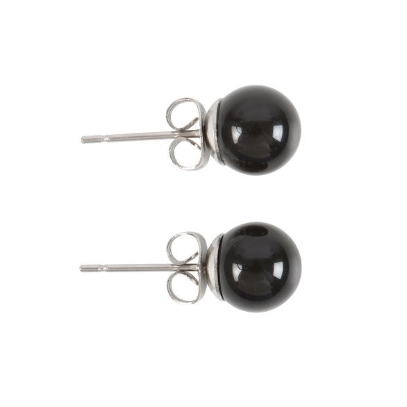 Semi Precious Black Agate Earrings