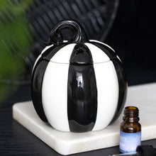Load image into Gallery viewer, Black &amp; White Striped Pumpkin Oil Burner

