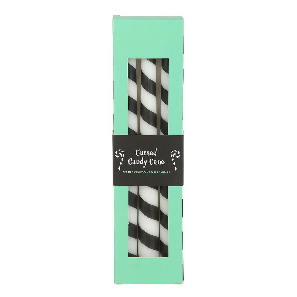 Black & White Stripe Taper Candle Set
