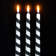 Load image into Gallery viewer, Black &amp; White Stripe Taper Candle Set

