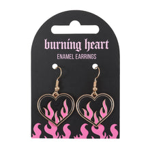 Load image into Gallery viewer, Burning Heart Enamel Earrings
