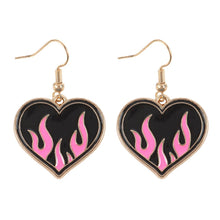 Load image into Gallery viewer, Burning Heart Enamel Earrings
