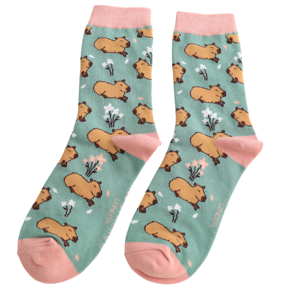 Bamboo Socks Capybara Green