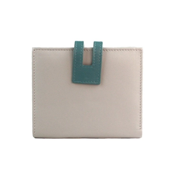 Cassie Leather Purse Grey & Teal