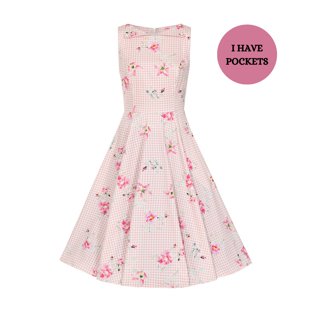 Catherine Pink Gingham Swing Dress
