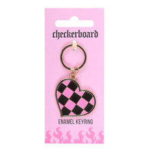 Load image into Gallery viewer, Checkerboard Heart Enamel Keyring
