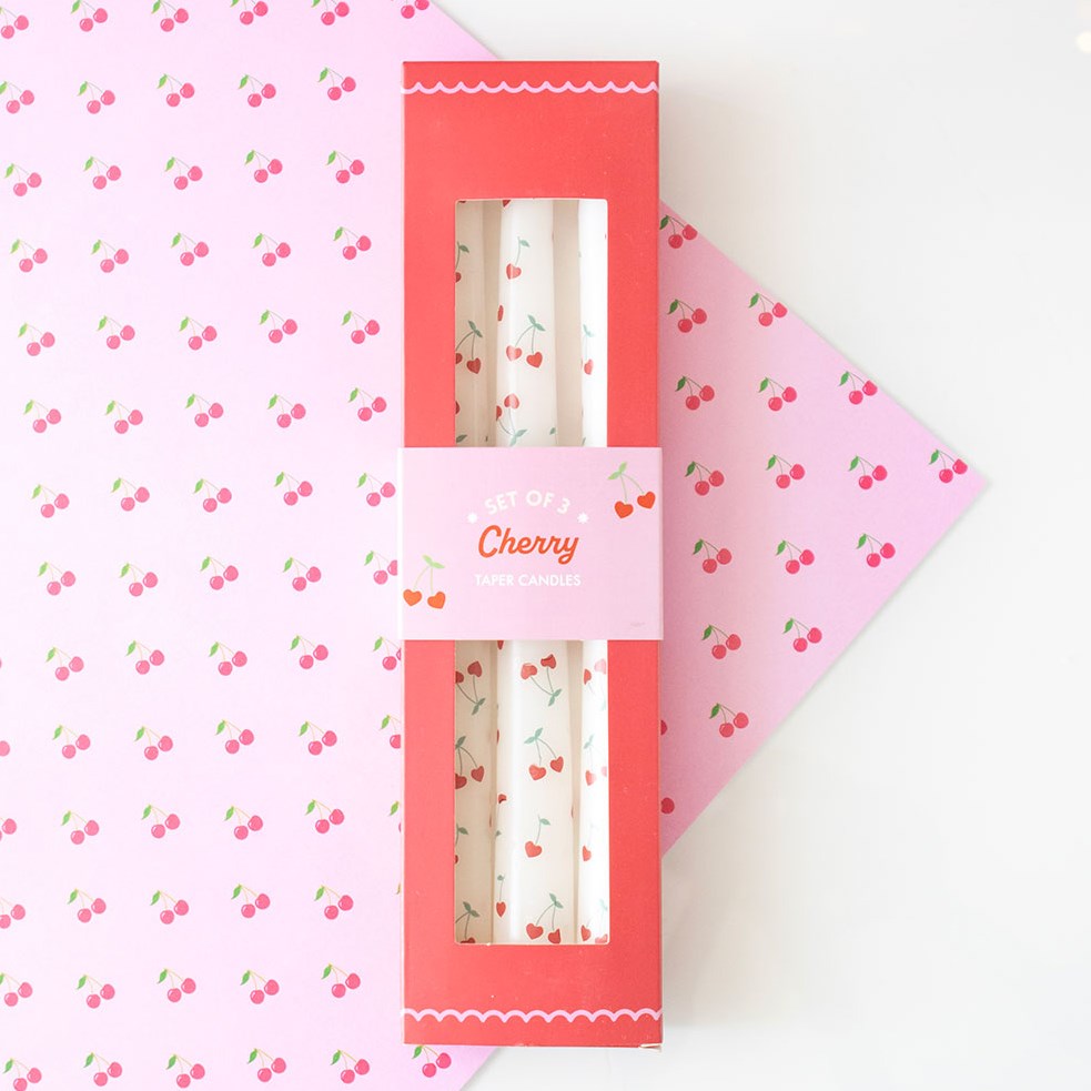 Cherry Taper Candle Set
