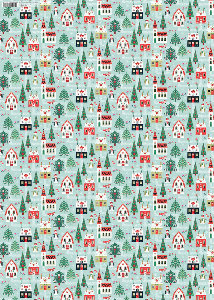 Christmas Gift Wrap Festive Village