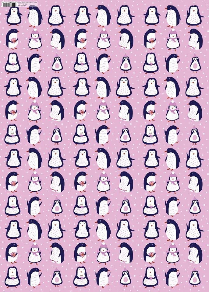 Christmas Gift Wrap Penguins