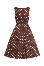 Load image into Gallery viewer, Cindy Brown Polka Dot Swing Dress

