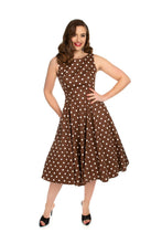 Load image into Gallery viewer, Cindy Brown Polka Dot Swing Dress
