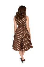 Load image into Gallery viewer, Cindy Brown Polka Dot Swing Dress
