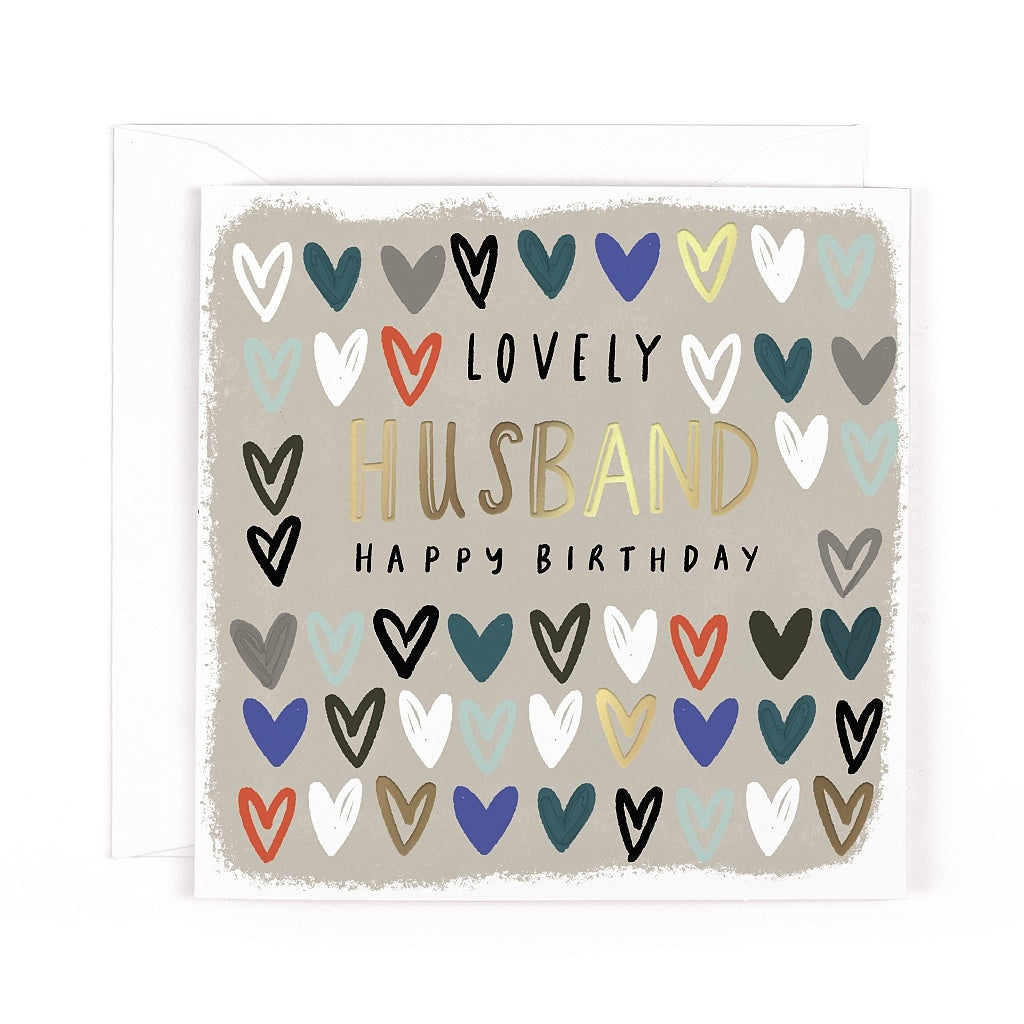 Cobalt Husband Hearts Birthday Card