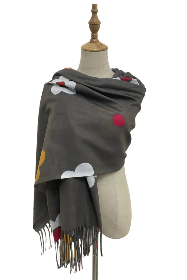 Daisy Print Scarf Grey