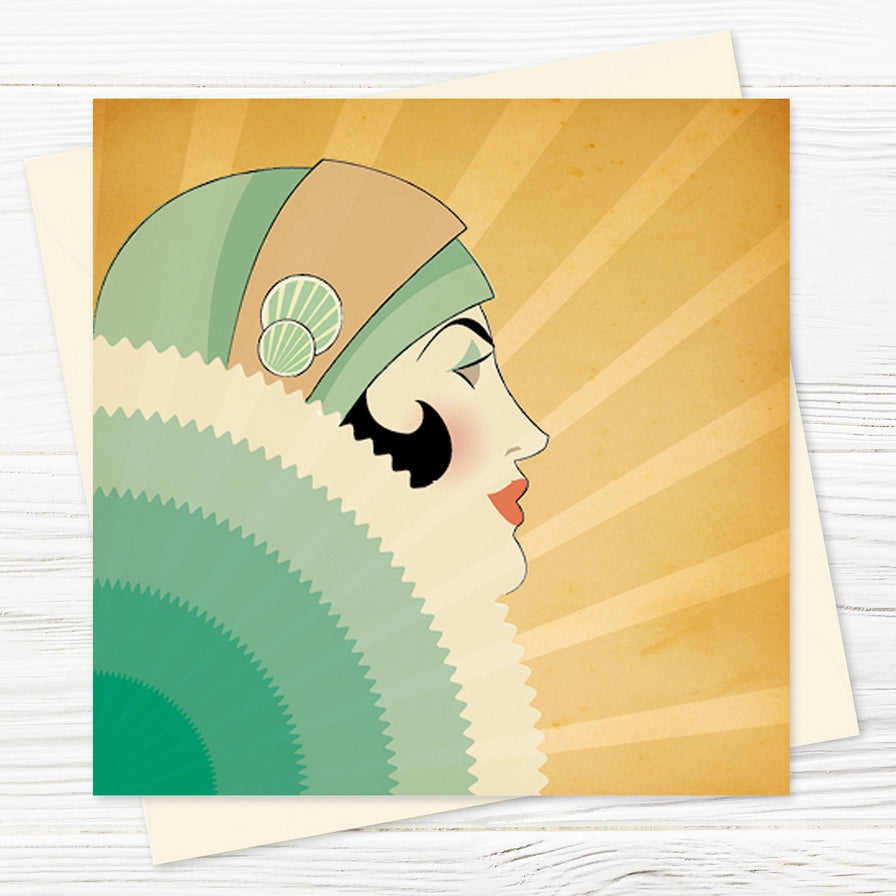 Deco Dames 1920s Lady Green Card