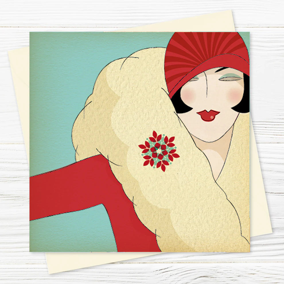 Deco Dames 1920s Lady Red Card