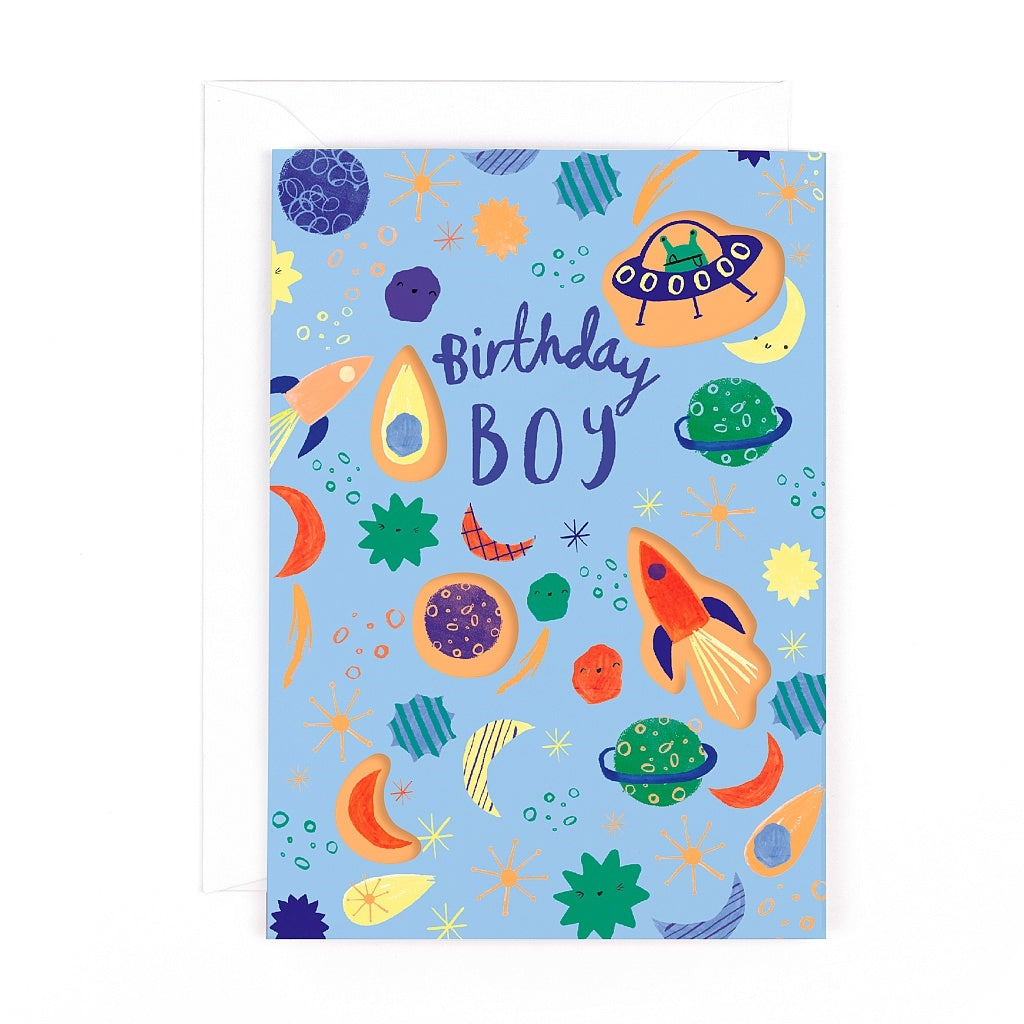 Doodle Birthday Boy Space Card