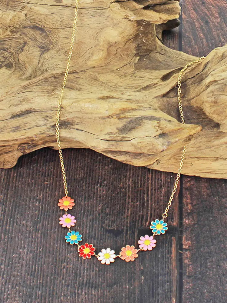 Suzie B Enamel Flower Chain Necklace