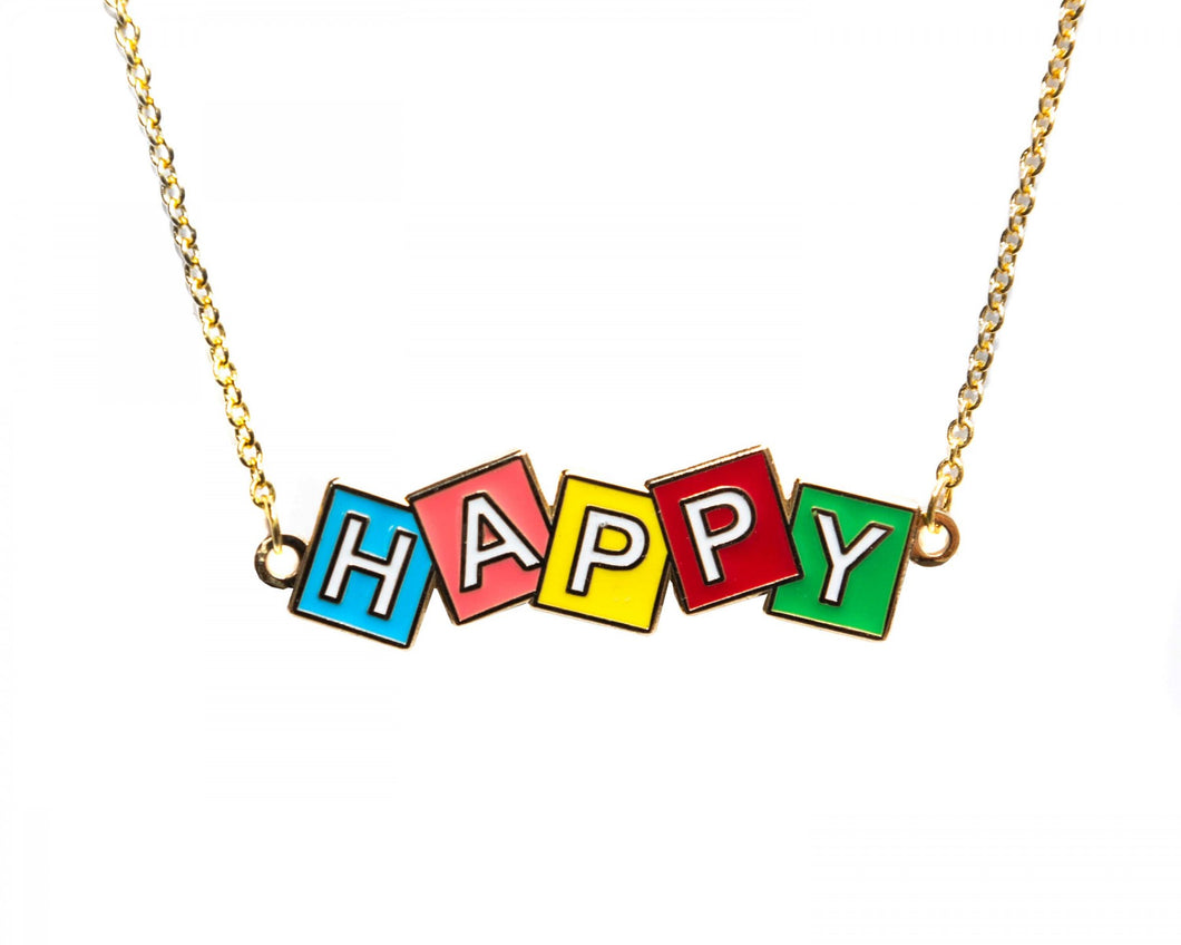 Enamel Happy Retro Necklace