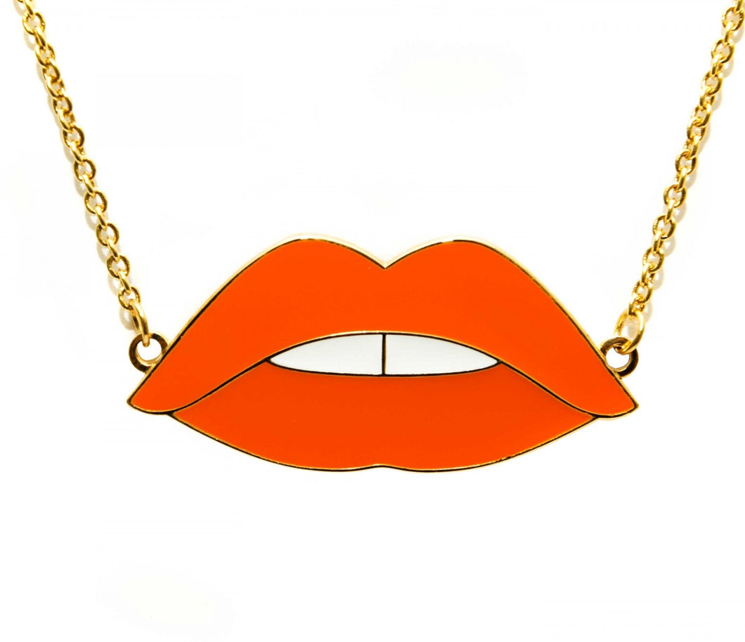 Enamel Lips Necklace