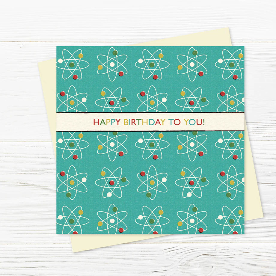 Festival Hall Birthday Card Turquoise Atoms