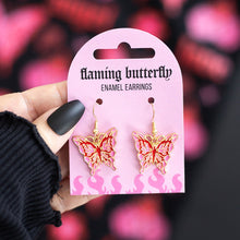 Load image into Gallery viewer, Flaming Butterfly Enamel Earrings
