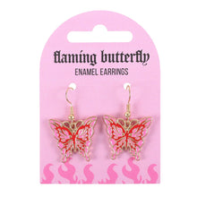 Load image into Gallery viewer, Flaming Butterfly Enamel Earrings
