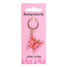 Load image into Gallery viewer, Flaming Butterfly Enamel Keyring
