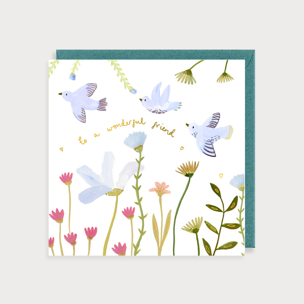 Flora Birds Wonderful Friend Card