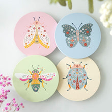 Load image into Gallery viewer, Floral Bug Coaster Set
