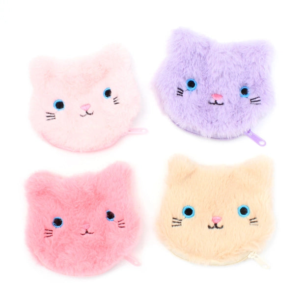 Fluffy Cat Face Coin Purse