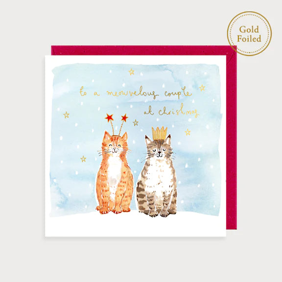 Foil Christmas Couple Cats Card