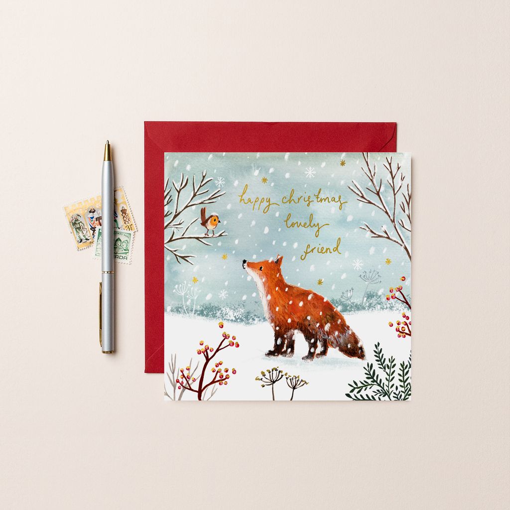 Foil Christmas Friend Fox & Robin Card