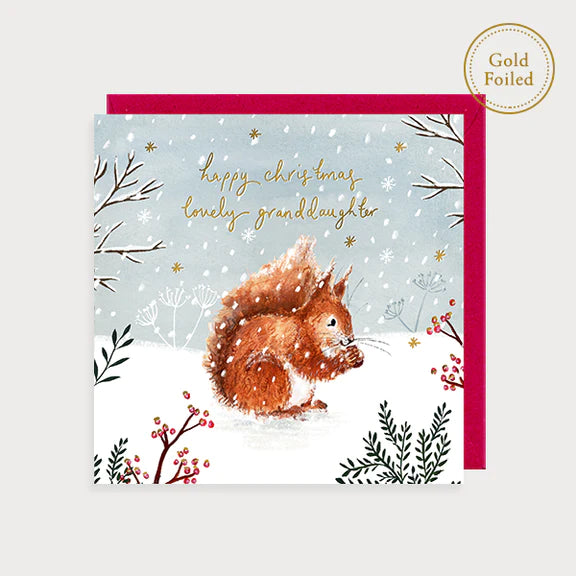 Foil Christmas Granddaughter Squirrel Card