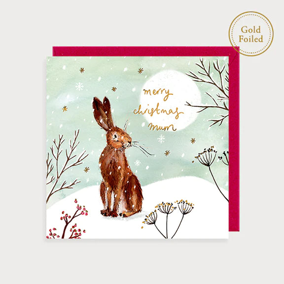 Foil Christmas Mum Hare Card