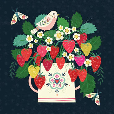 Folksy Strawberry Pot Card
