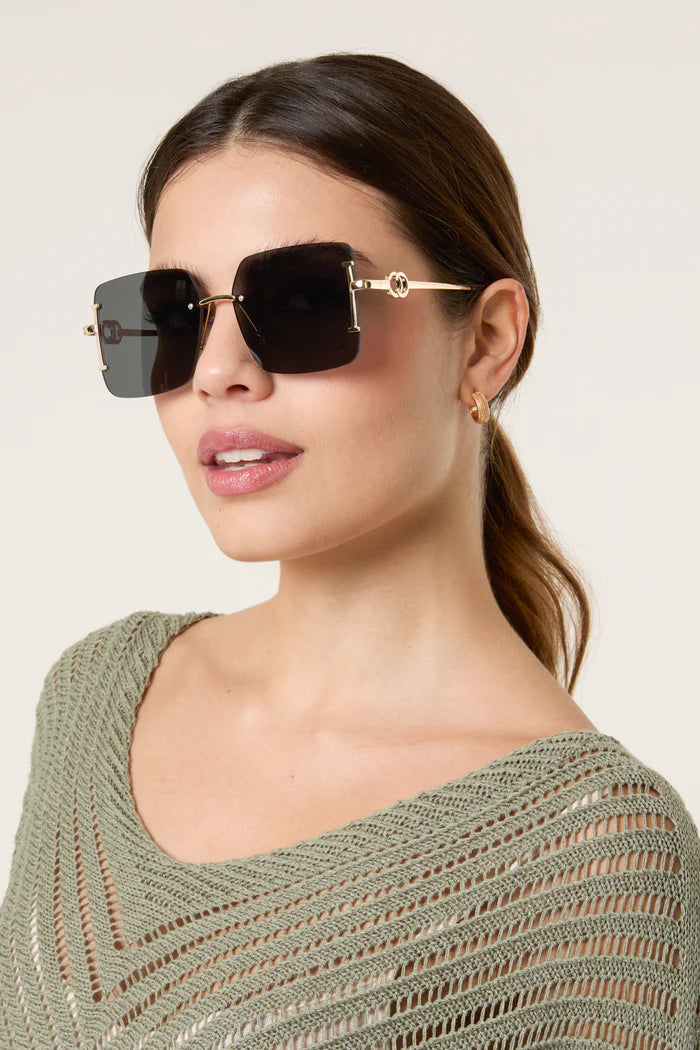 Frameless Oversized Sunglasses Black