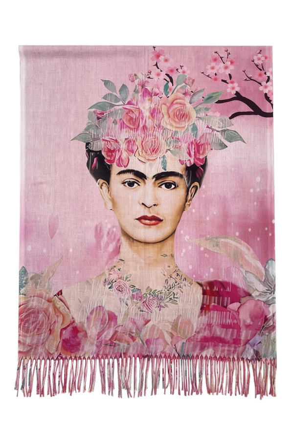 Frida Kahlo Print Scarf Pink