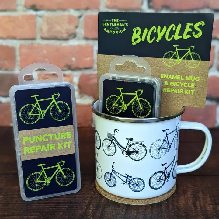 Gentleman's Emporium Bicycles Enamel Mug & Repair Kit
