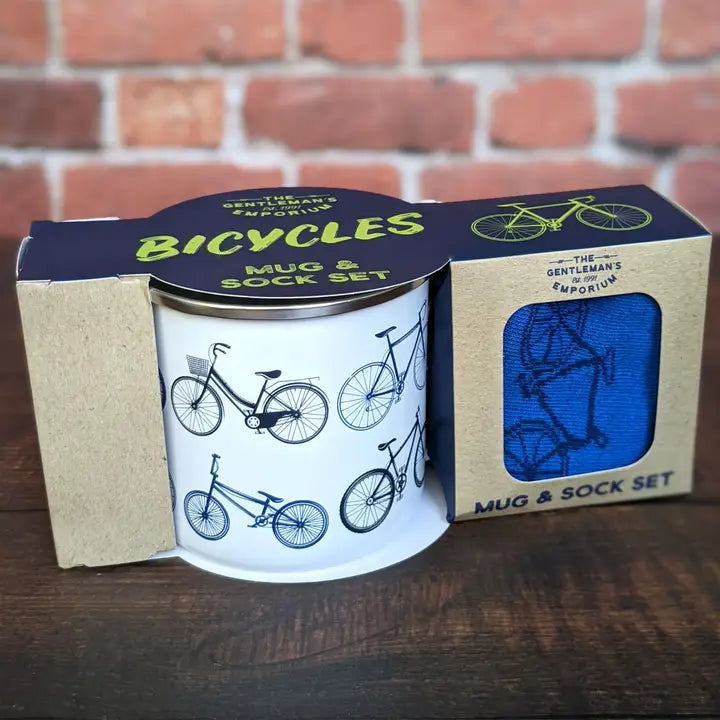 Gentleman's Emporium Bicycles Enamel Mug & Socks Set