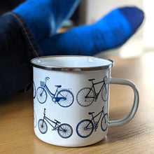 Load image into Gallery viewer, Gentleman&#39;s Emporium Bicycles Enamel Mug &amp; Socks Set
